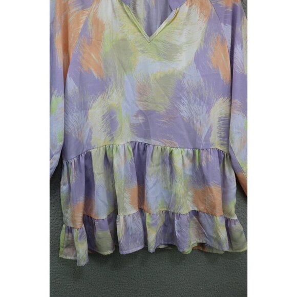 Entro Long Balloon Sleeve Tiered Ruffle Tunic-Size Medium-BOHO - Picture 2 of 9